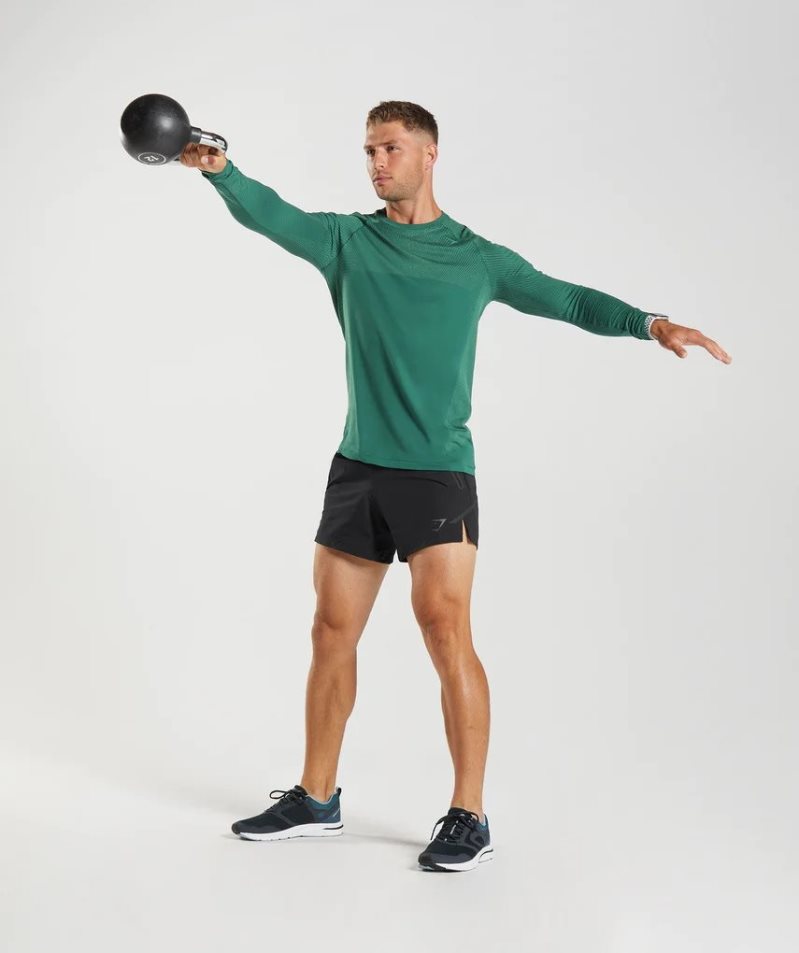 Men's Gymshark Apex Seamless Long Sleeve T-Shirts Green | CA DAN805